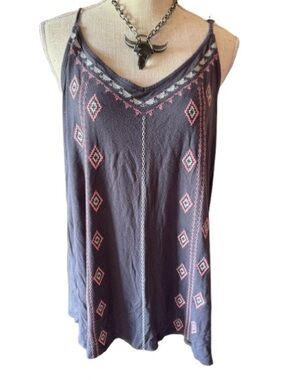 torrid Charcoal V-Neck Camisole with Pink Diamond Embroidery